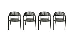 Set of Four 22" Gray Aluminum Outdoor Arm Chair