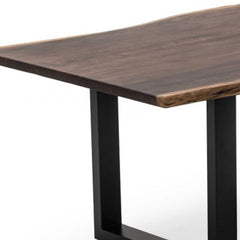 102" Brown And Black Solid Wood And Metal Sled Base Dining Table