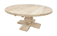 70" Brown Rounded Solid Wood Pedestal Base Dining Table