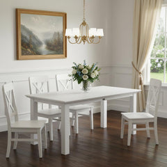 71" White Wood Dining Table