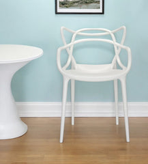 White Heavy Duty Plastic Open Back Dining Arm Chair