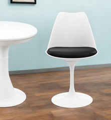 Black and White Upholstered Faux Leather Dining Side Chair