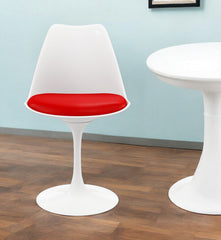 Red and White Upholstered Faux Leather Dining Side Chair