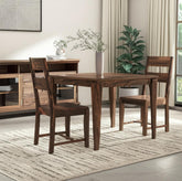 Set of Two Dark Brown Solid Wood Ladder Back Dining Side Chairs