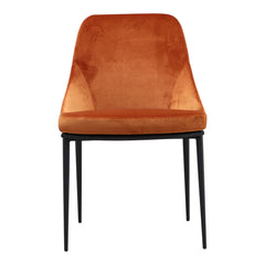 Set of Two Amber and Black Upholstered Velvet Dining Side Chairs