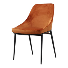 Set of Two Amber and Black Upholstered Velvet Dining Side Chairs