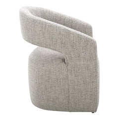 Gray Upholstered Fabric Open Back Dining Arm Chair