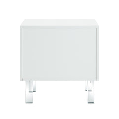 24" White And Clear Wood And Acrylic End Table With Two Drawers