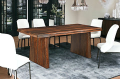 Six Piece Brown Solid Wood Dining Set with Four Chairs