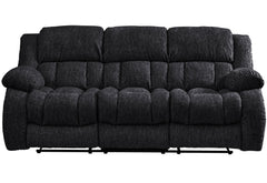 88" Black Reclining USB Sofa And Toss Pillow With Silver Legs