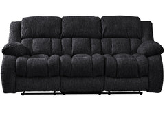 88" Black Reclining USB Sofa And Toss Pillow With Silver Legs