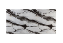82" Black and White Faux Marble and Wood Double Pedestal Base Dining Table