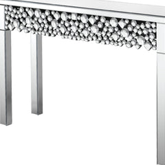 47" Silver Mirrored Glass Faux Crystal Bling Console Table
