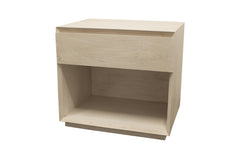 24" Natural Solid Wood Ribbed Texture One Drawer Nightstand