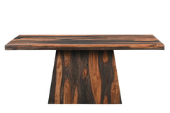 Seven Piece Dark Brown Solid Wood Dining Set with Six Chairs