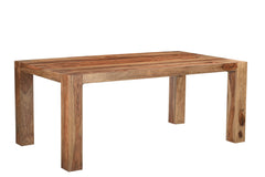 Seven Piece Brown Solid Wood Dining Set with Six Chairs