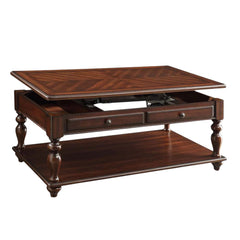 48" Brown Wood Lift Top Coffee Table With Shelf