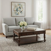48" Brown Wood Lift Top Coffee Table With Shelf