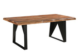 Seven Piece Brown and Black Solid Wood Dining Set with Six Chairs