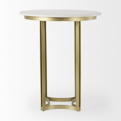 36" Gray Marble Pedestal Base Round Top Dining Table