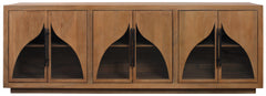 95" Natural Distressed Solid Wood Sideboard with Six Doors