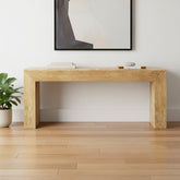 72" Natural Solid Wood Distressed Sled Console Table