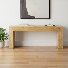 72" Natural Solid Wood Distressed Sled Console Table