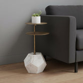 25" White Marble Pedestal End Table