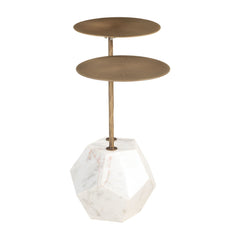 25" White Marble Pedestal End Table