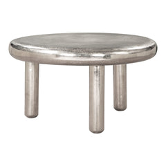 32" Silver Aluminum Round Pedestal Coffee Table