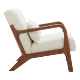 26" Cream and Natural Upholstered Arm Chair
