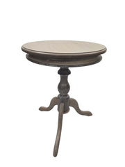25" Natural Solid Wood Round Pedestal End Table