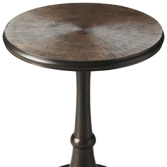 22" Bronze Metal Round Pedestal End Table