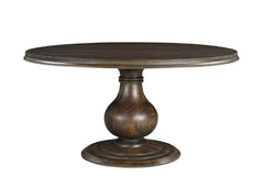 Five Piece Brown Round Solid Wood Dining Set with Four Chairs