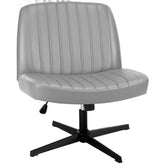 19" Black Tufted Swivel Lounge Chair