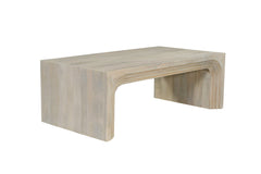 51" White Solid Wood Double Pedestal Coffee Table