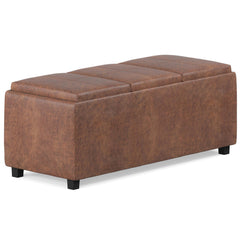 42" Dark Brown and Brown Upholstery Storage Ottoman