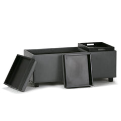 42" Dark Brown and Gray Upholstery Storage Ottoman