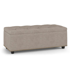 44" Dark Brown and Natural Upholstery Storage Ottoman