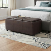 42" Dark Brown and Brown Upholstery Storage Ottoman