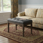 28" Gray and Brown Leather Ottoman