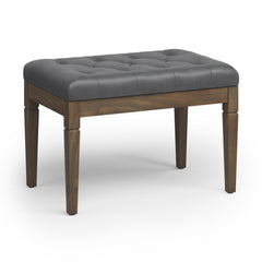 28" Gray and Brown Leather Ottoman