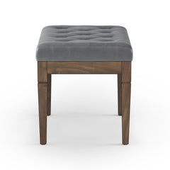 28" Gray and Brown Leather Ottoman