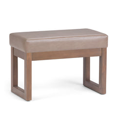 27" Burnished Brown and Brown Leather Footstool