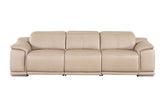 108" Beige Leather Reclining USB Sofa