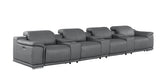 175" Battleship Gray Leather Reclining USB Sofa