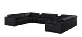 Battleship Gray Leather Modular U Shaped Ten Piece Corner Sectional With Console