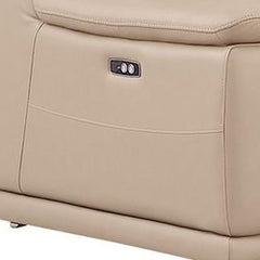 Beige Leather Modular L Shaped Five Piece Corner Sectional