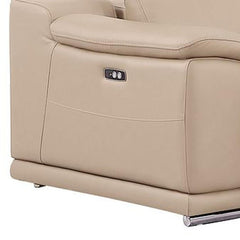 Beige Leather Modular L Shaped Five Piece Corner Sectional