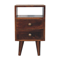 20" Walnut Solid Wood Square Two Drawer Nightstand
